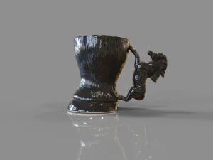 Porcelain cup with horse handle - STALLION - black glaze