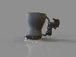 Porcelain cup with horse handle - STALLION - black mat and black glaze