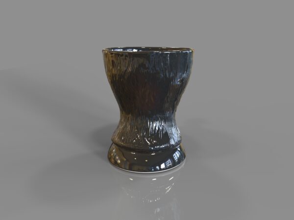 Porcelain cup with horse handle - STALLION - black glazeand 24K gold glaze
