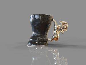 Порцеланова чаша STALLION - черен гланц и 24К злато гланц