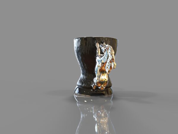 Порцеланова чаша STALLION - черен гланц и 24К злато гланц