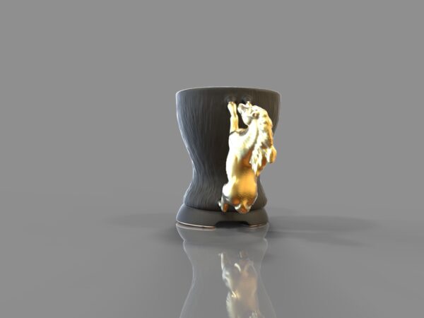 Порцеланова чаша STALLION - черен мат и 24К злато мат