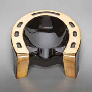 Porcelain ashtray horseshoe STALLION - 24K gold plated