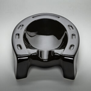 Porcelain ashtray horseshoe  STALLION - black glaze