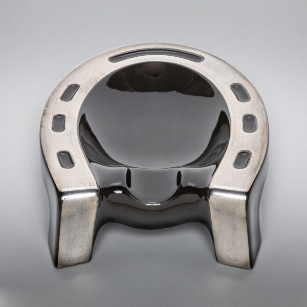 Porcelain ashtray horseshoe  STALLION - Platinum plated