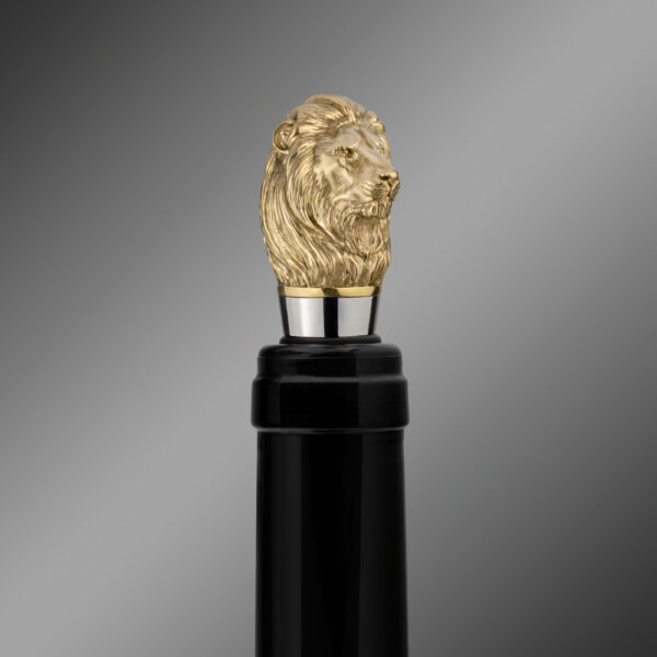 Wine bottle stopper LION - golden brass